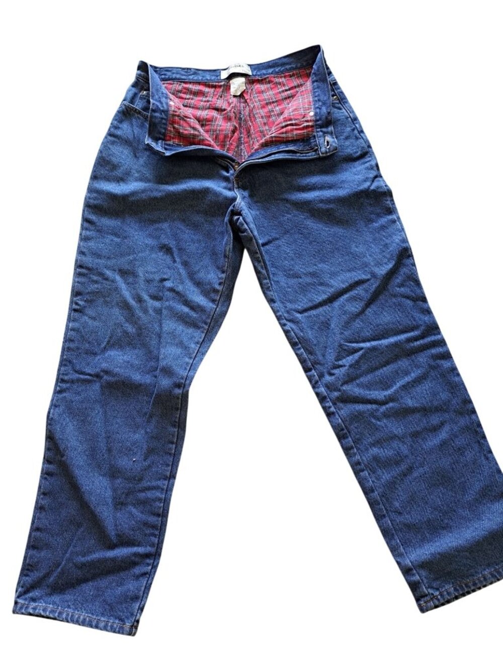 L.L. Bean Womens Double L Relaxed Fit Flannel-Lined Jeans Size Medium Blue Denim